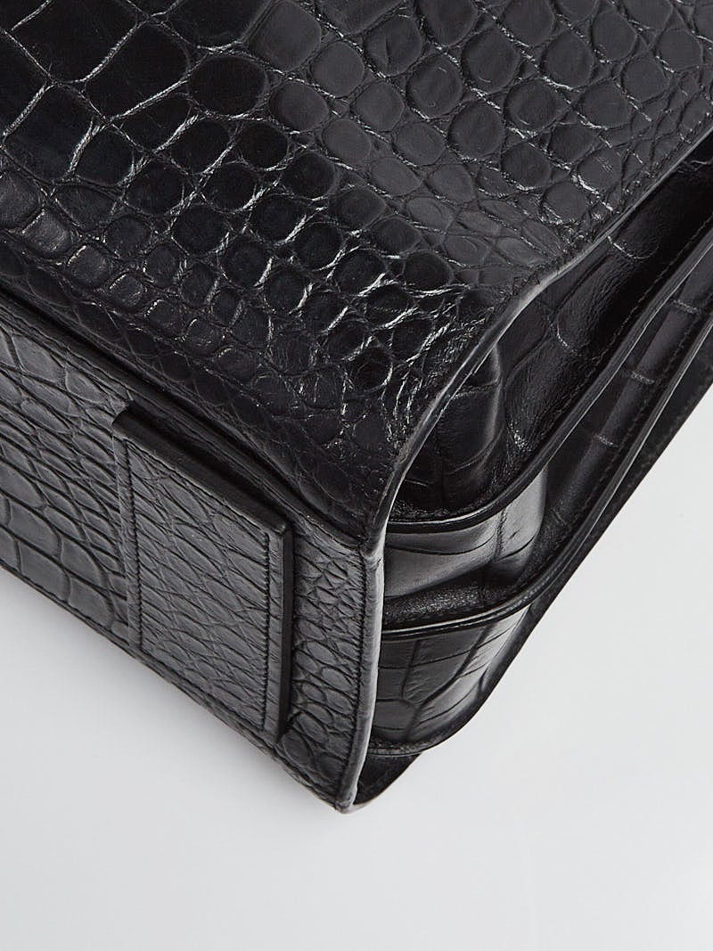 Yves Saint Laurent Black Croc Embossed Leather Sac de Jour Yves Saint Laurent Black Croc Embossed Leather Sac de Jour