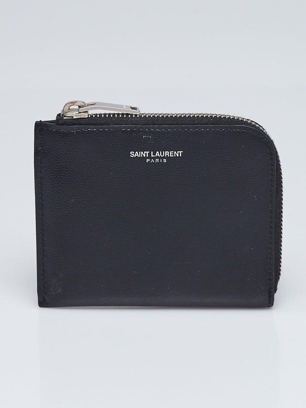 Yves Saint Laurent Black Leather Zip Small Wallet