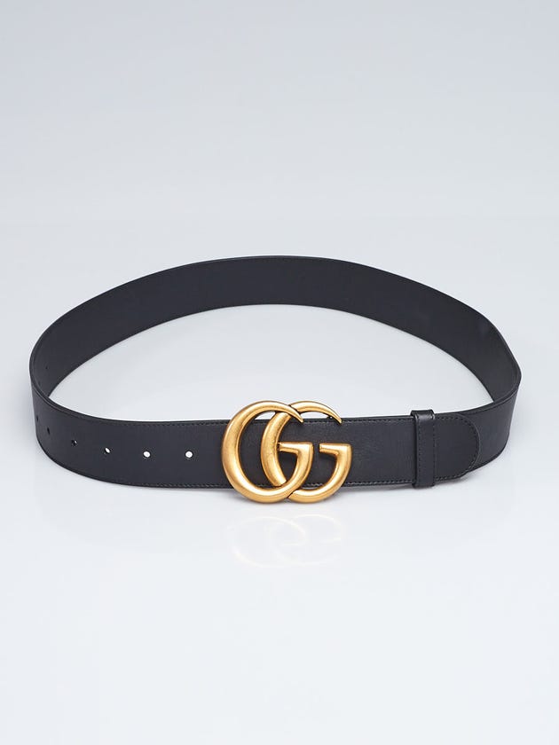 Gucci Black Smooth Leather Double G Belt Size 90/36