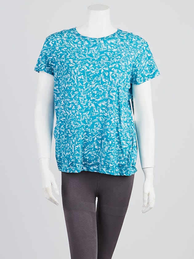 Proenza Schouler Blue/White Printed Cotton Baggy T-Shirt Size M