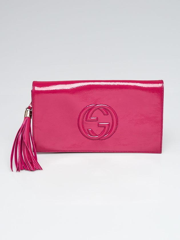 Gucci Fucshia Patent Leather Soho Clutch Bag