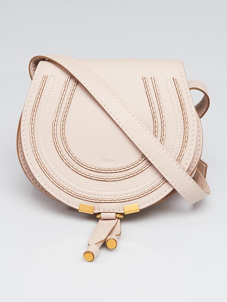 Chloe Abstract White Pebbled Leather Mini Marcie Crossbody Bag