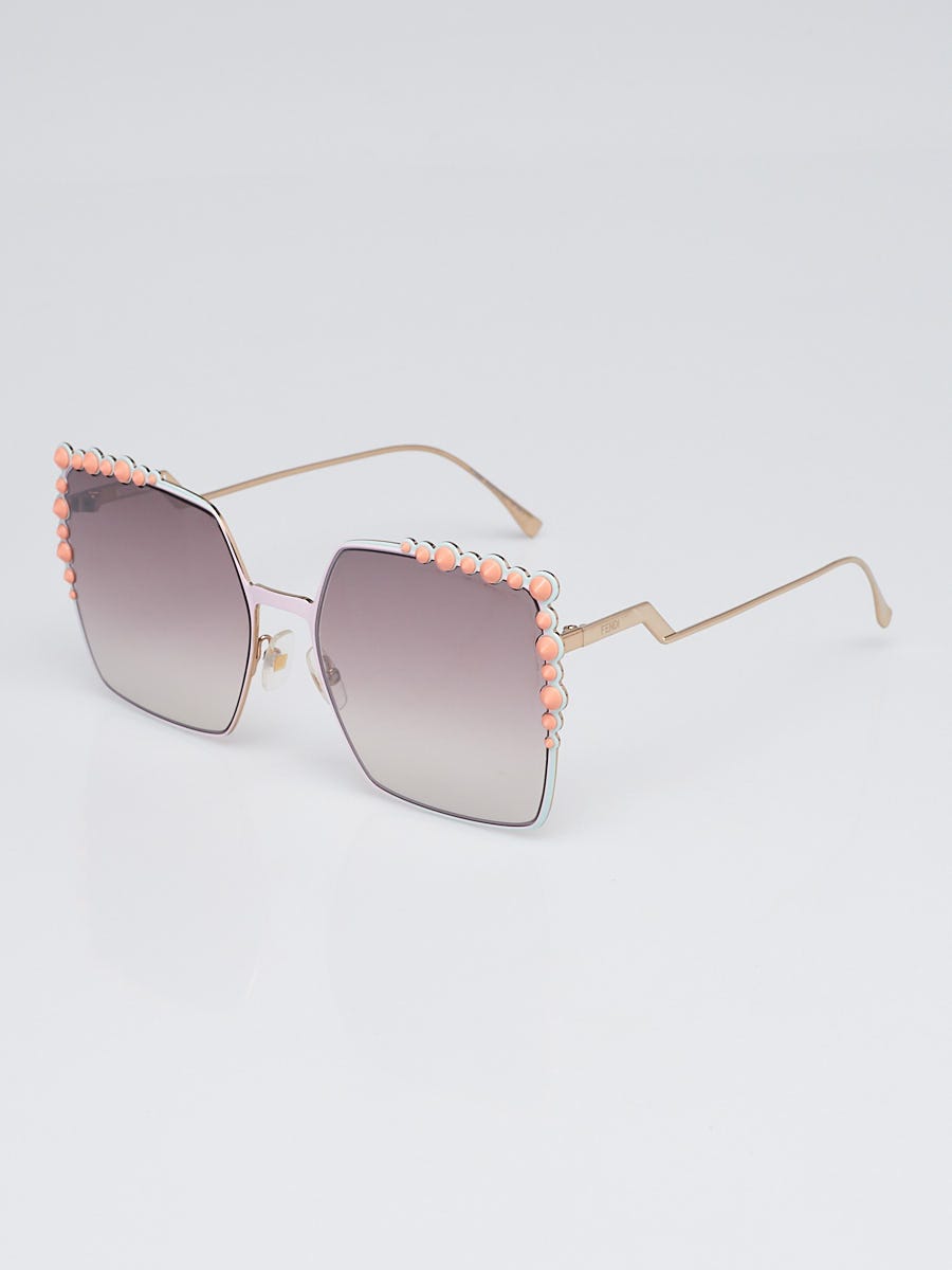 Fendi Pink Metal Square Dots Oversized Sunglasses FF 0259/S 