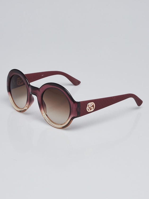 Gucci Burgundy Acetate Round Frame GG Sunglasses- GG3788