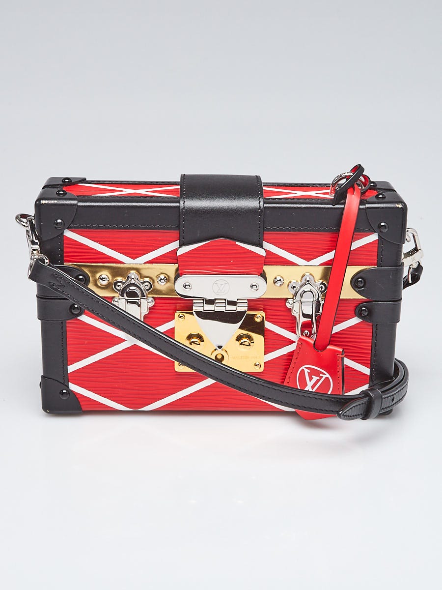 Louis Vuitton Red/Black Epi Leather Petite Malle Clutch at 1stDibs