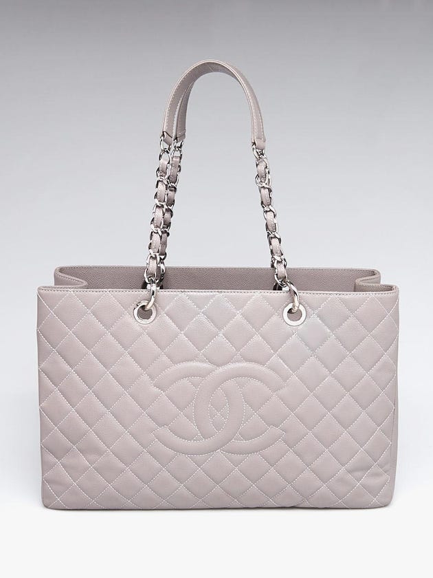 Chanel Grey Quilted Caviar Leather XL Grand Shopping Tote Bag