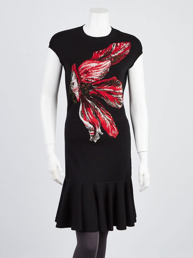 Alexander McQueen Black Wool Knit Exploding Tulip Dress Size M