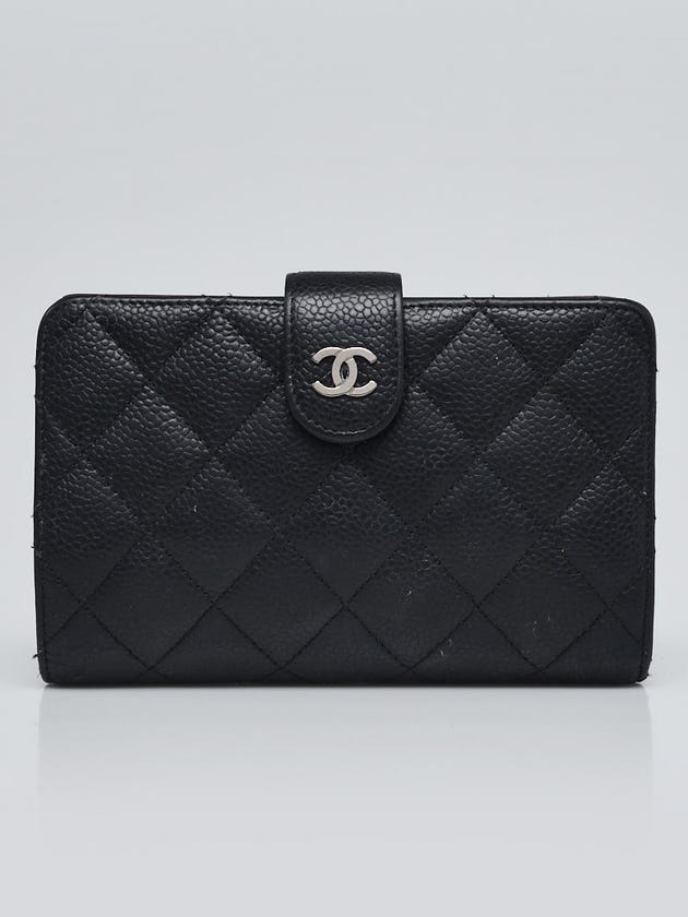Chanel Black Caviar Leather French Purse Wallet