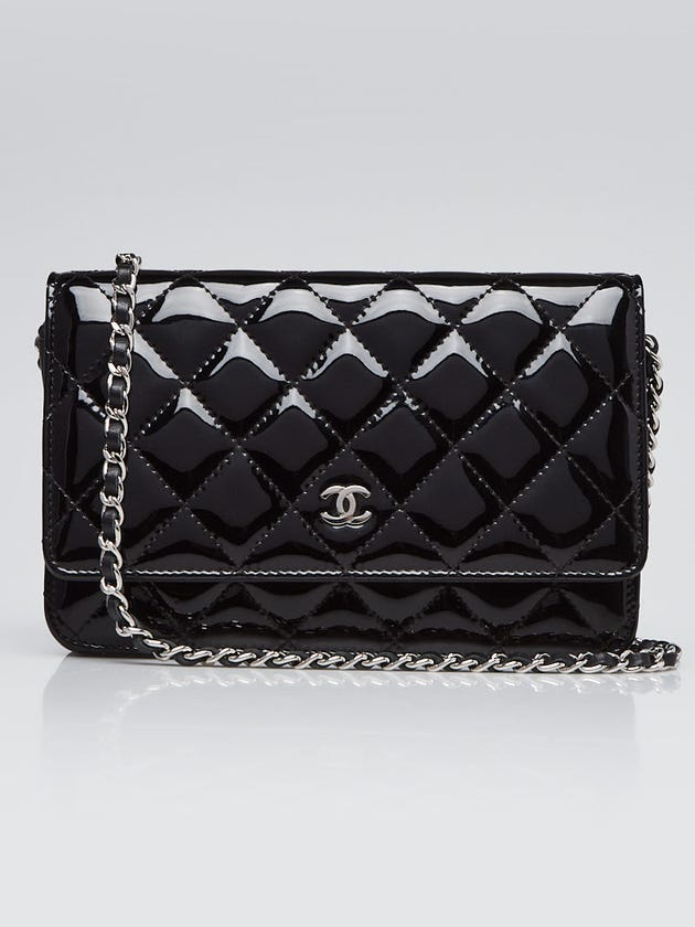Chanel Black Quilted Patent Leather CC WOC Clutch Bag