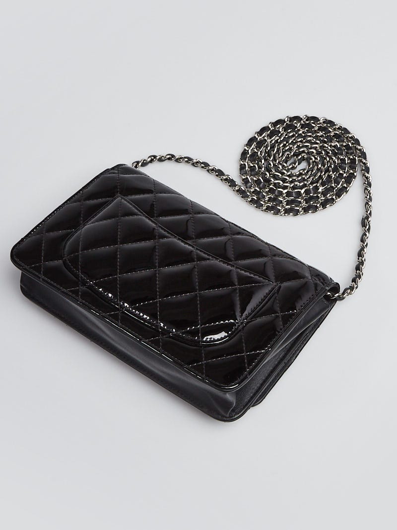 CHANEL Patent Quilted Wallet On Chain WOC Black 1302784