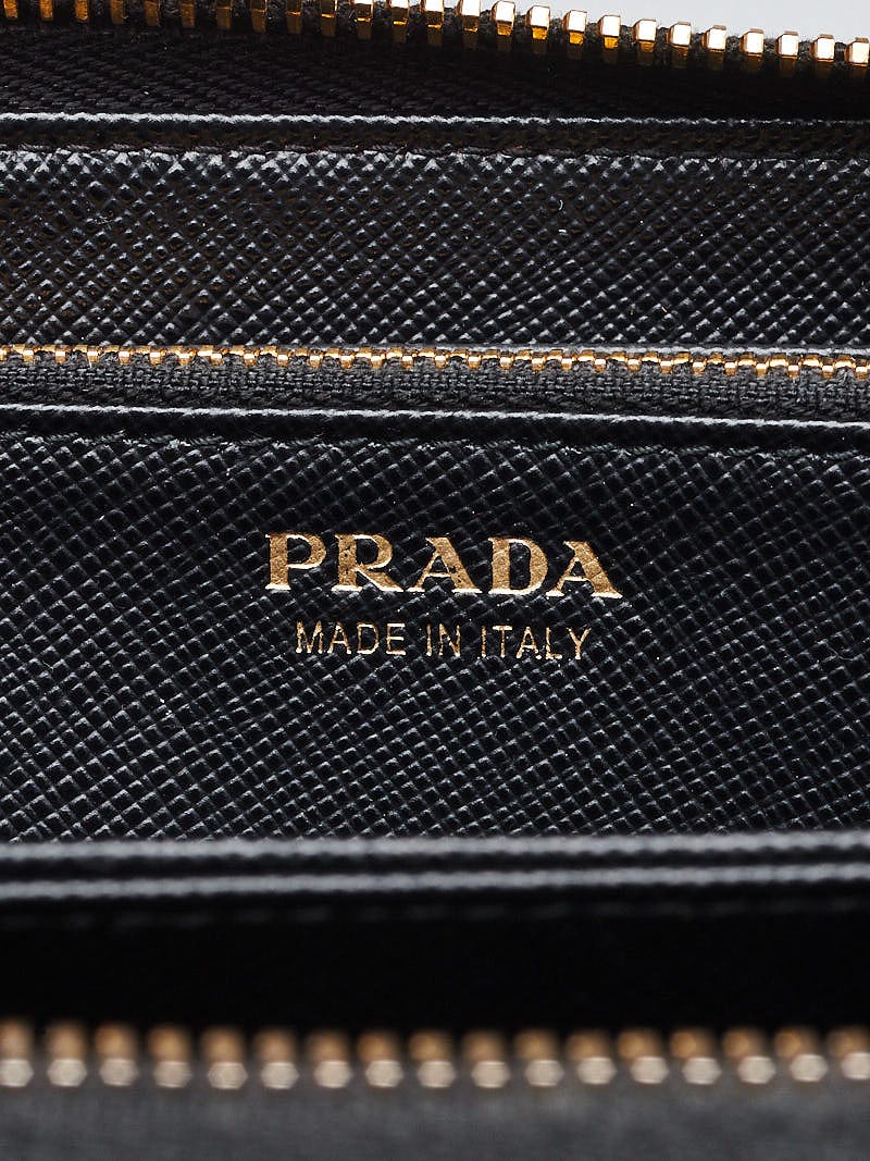 セール★PRADA★ML506 Prada Black Saffiano Metal Zip Wallet 1ML506 | Yoogi's Closet
