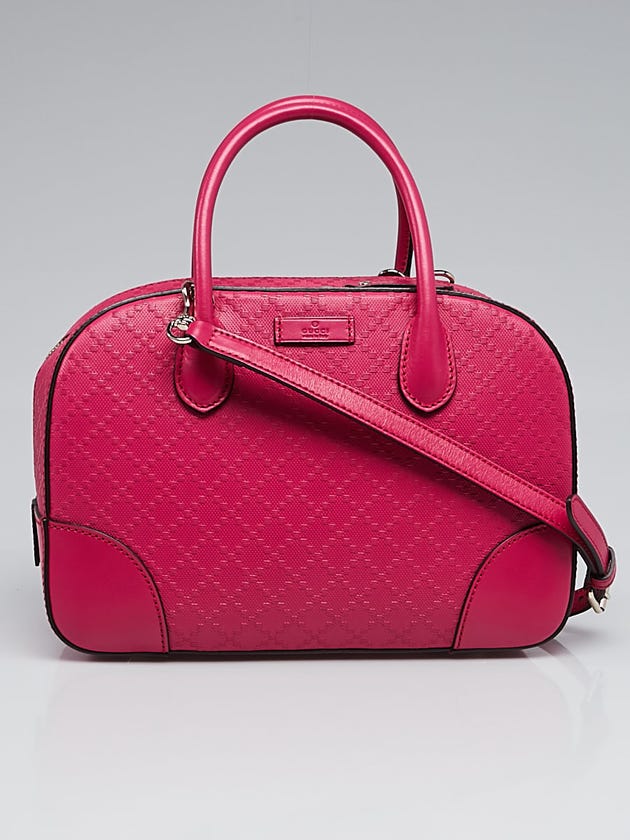 Gucci Pink Bright Diamante Textured Leather Top Handle Bag