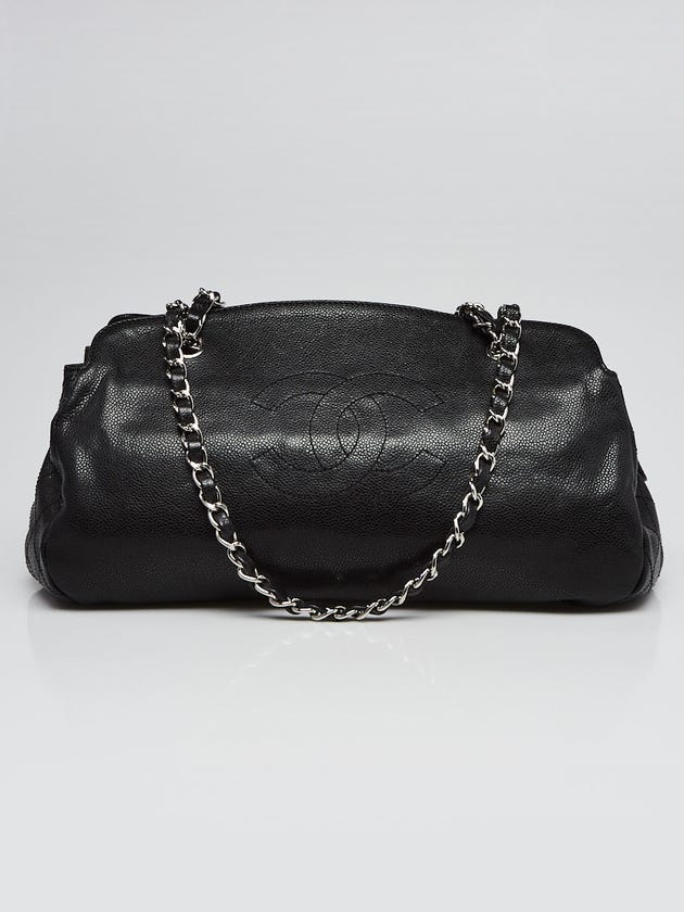 Chanel Black Glazed Caviar Leather CC Shoulder Bag