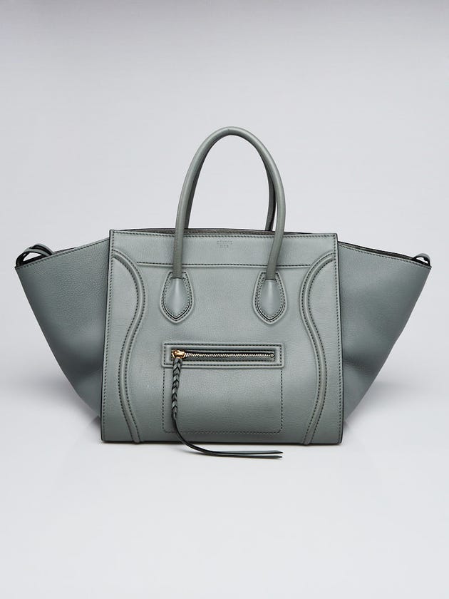 Celine Blue Grey Leather Medium Phantom Luggage Tote Bag