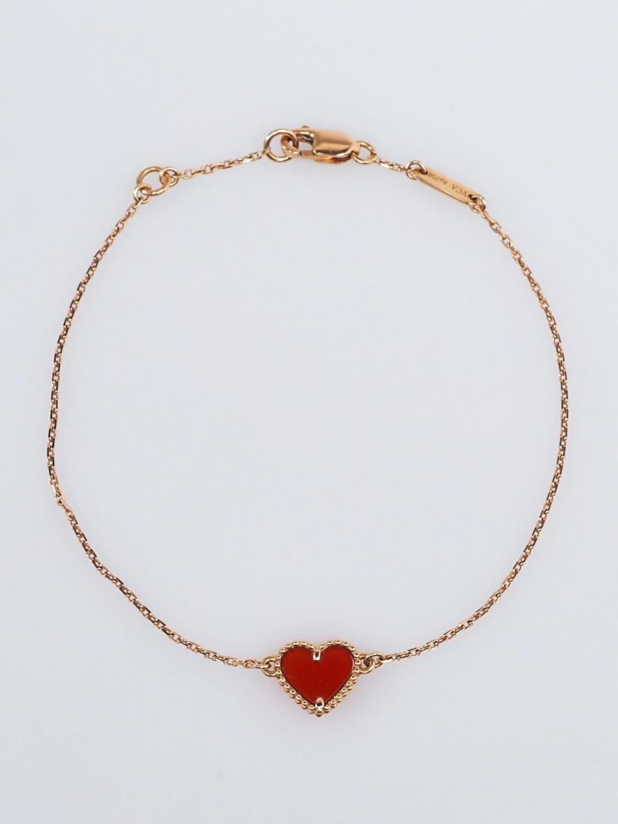 Sweet Alhambra heart pendant 18K rose gold, Carnelian - Van Cleef