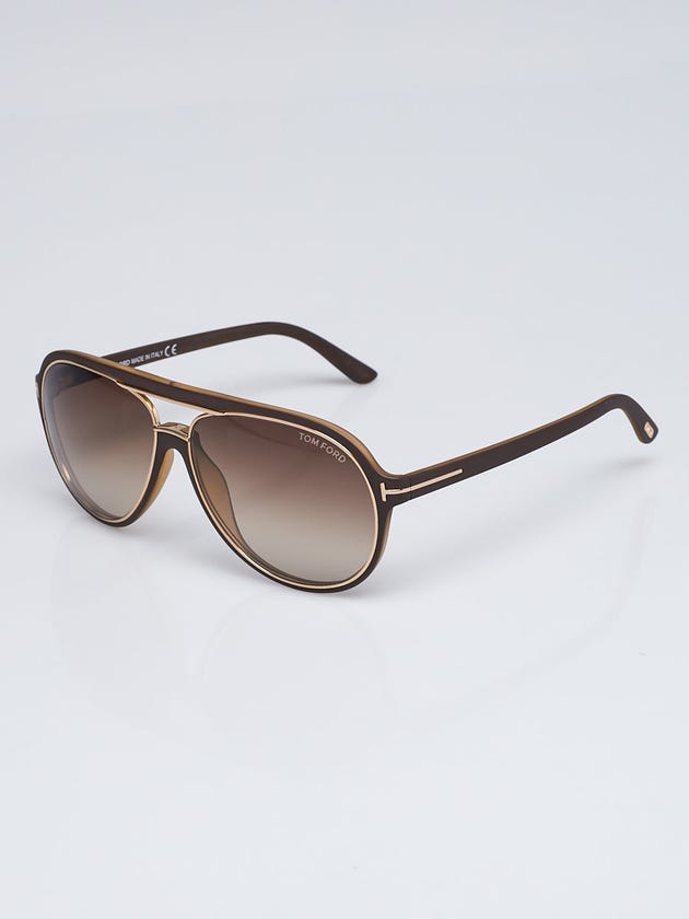 Tom Ford Grey/Gold Acetate Frame Sergio Aviator Sunglasses-TF379