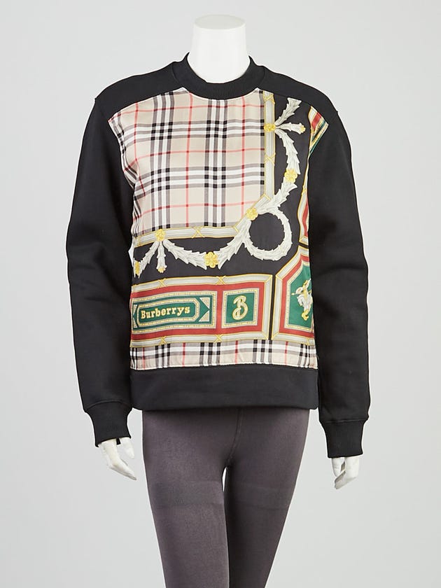 Burberry London Black Printed Cotton Blend Sweatshirt Size XS