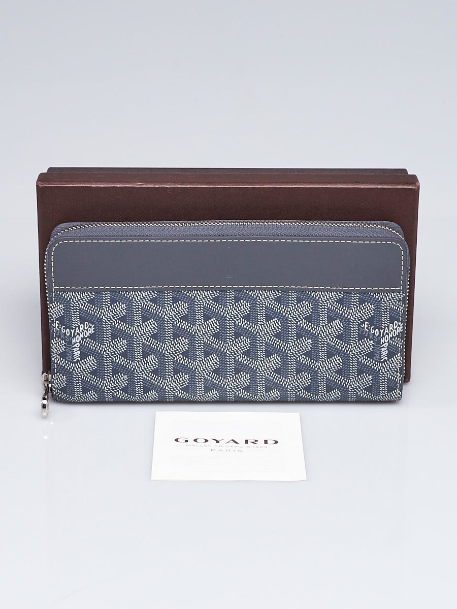 Goyard Grey Chevron Print Coated Canvas Matignon Zippy Wallet