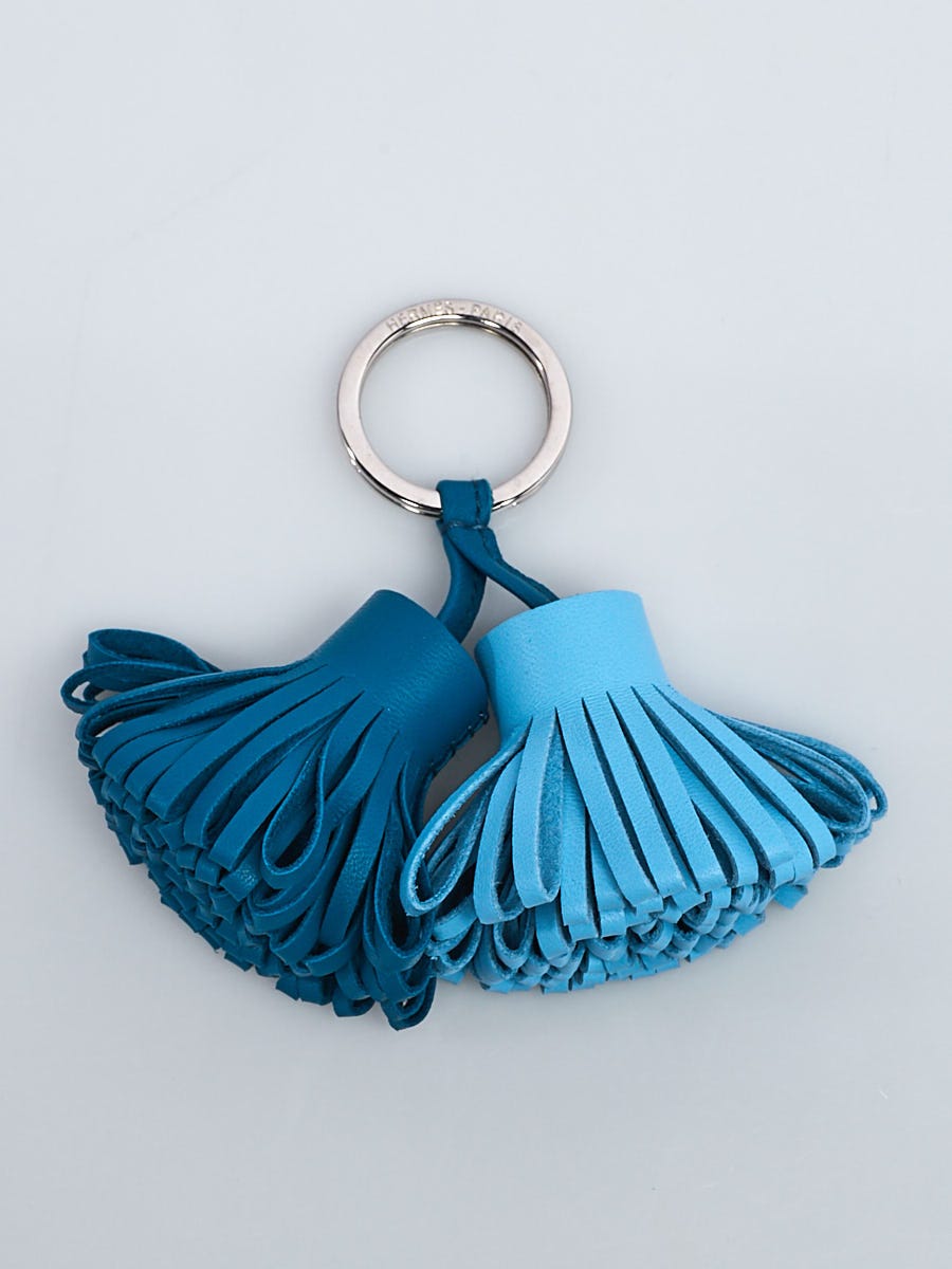 Hermes Blue Izmir/Celeste Lambskin Leather Carmen Uno-Dos Key Ring