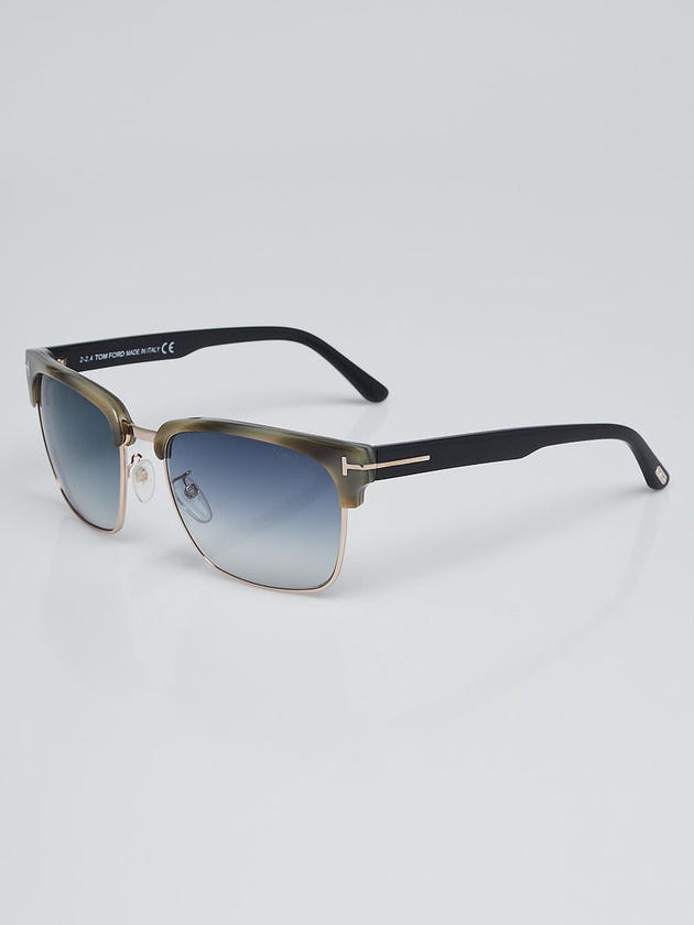 Tom Ford Grey/Beige Horn Acetate River Square Sunglasses TF367