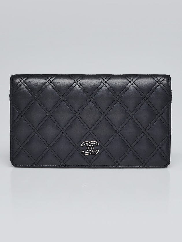 Chanel Dark Silver Quilted Leather L Yen Wallet