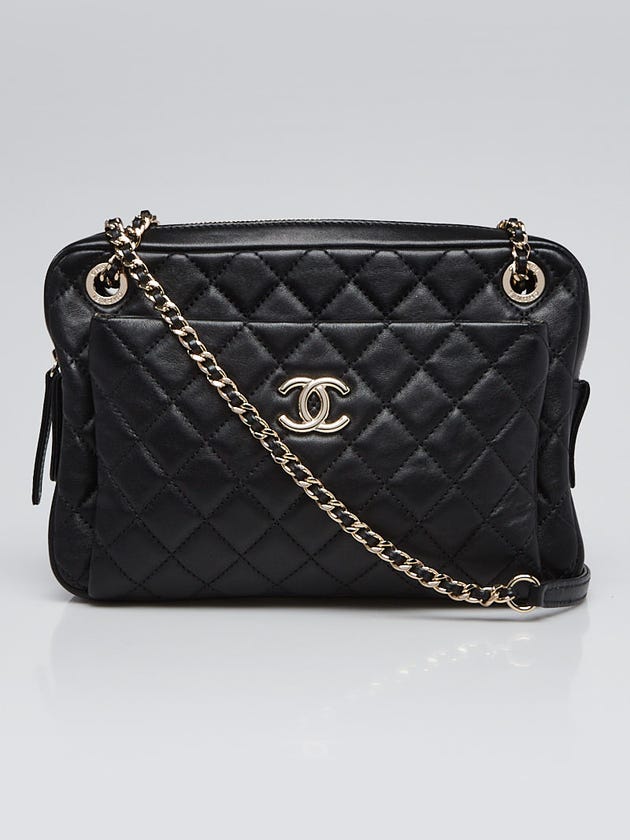 Chanel Black Quilted Lambskin Leather Camera Case Bag