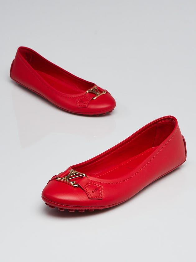 Louis Vuitton Rouge Leather Oxford Ballet Flats Size 6/36.5