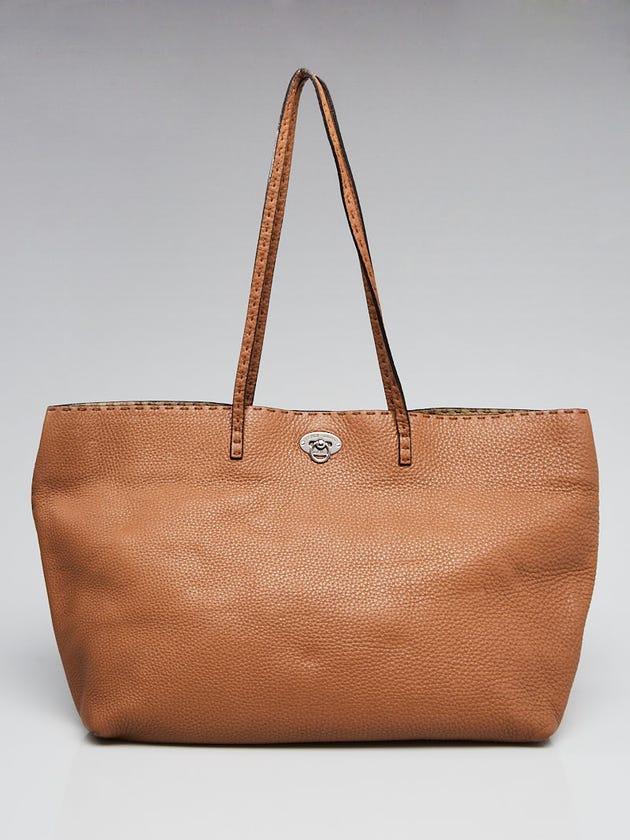 Fendi Brown Selleria Leather Medium Carla Tote Bag 8BH254