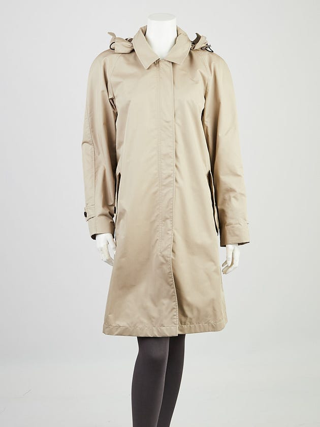 Burberry Beige Cotton Blend Mid-Length Hooded Trench Coat Size 6/40
