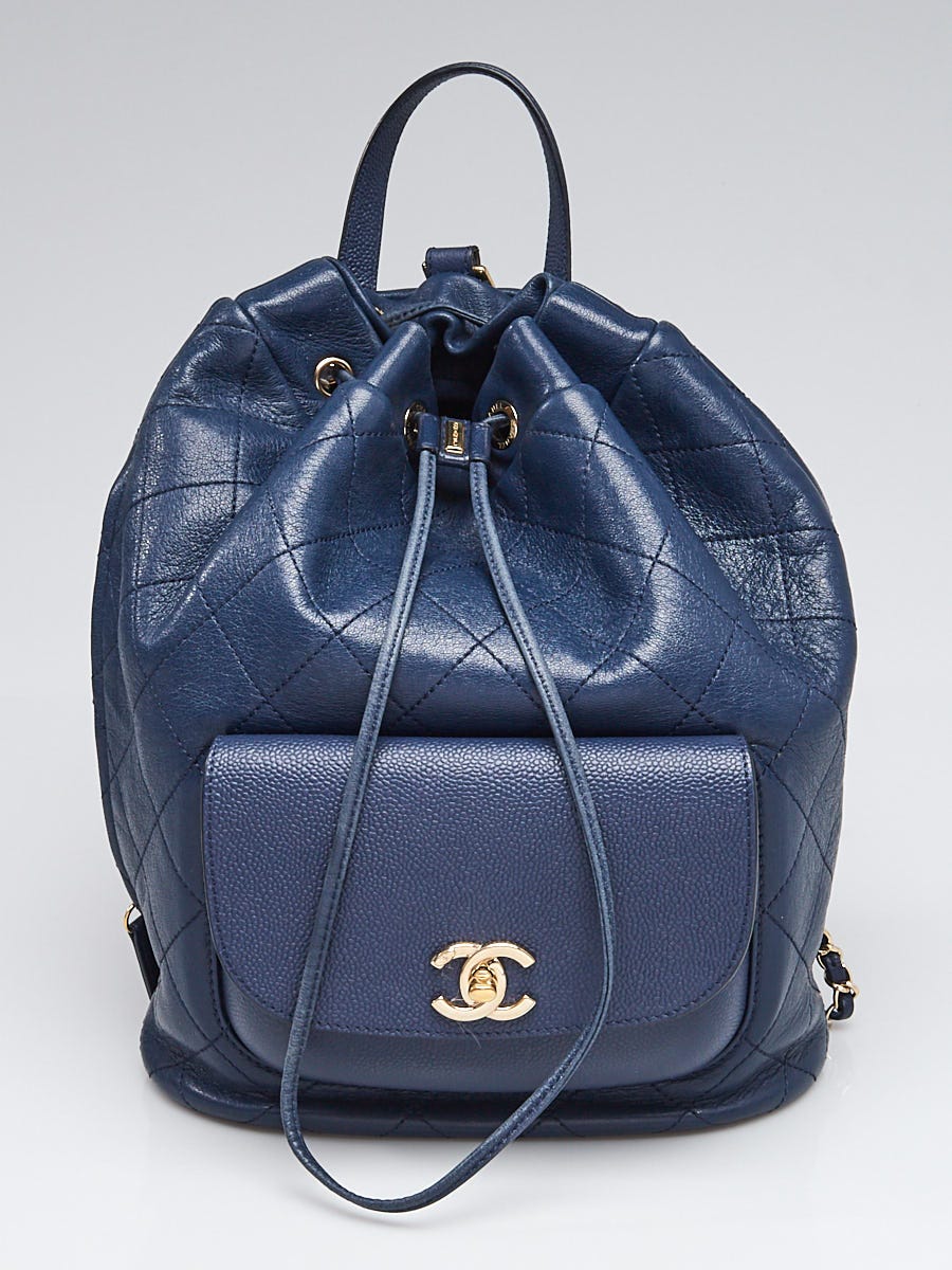 Chanel Blue Quilted Leather and Caviar Leather Daily Round Backpack Bag -  Yoogi's Closet