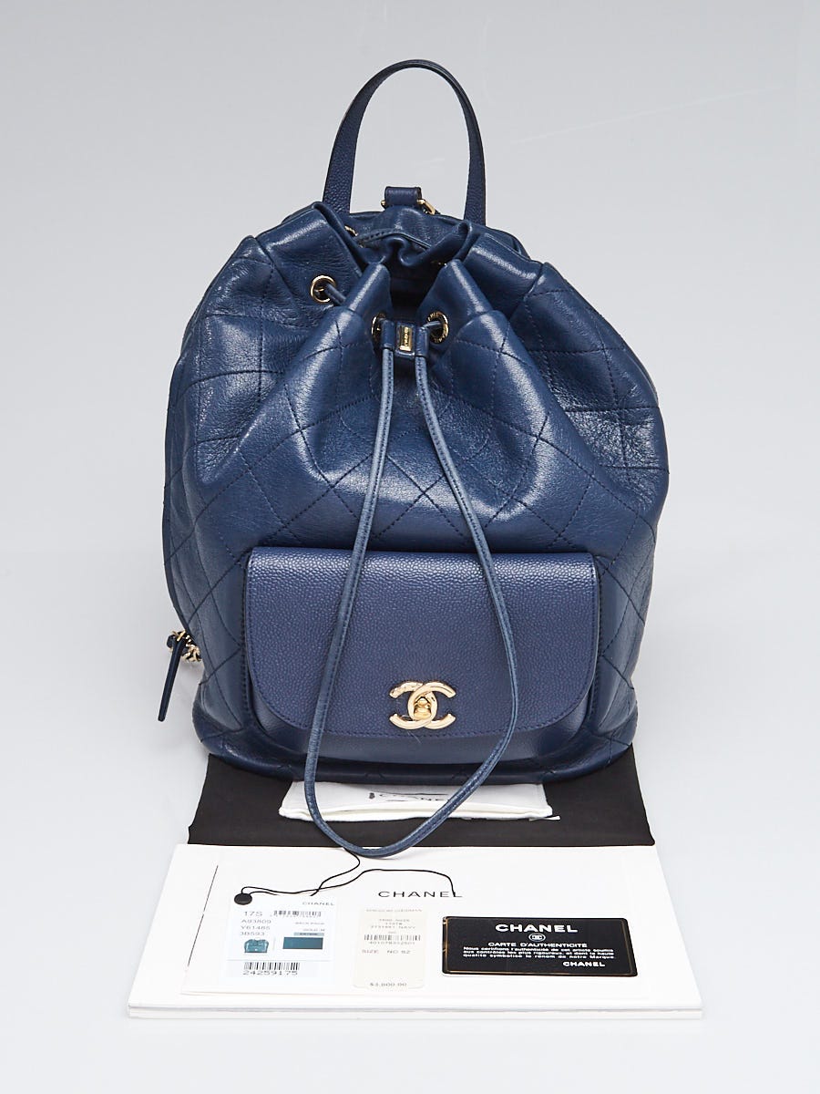 Chanel Blue Quilted Leather and Caviar Leather Daily Round Backpack Bag -  Yoogi's Closet
