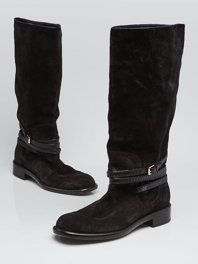 Louis Vuitton Black Suede Riding Boots Size 10.5/41