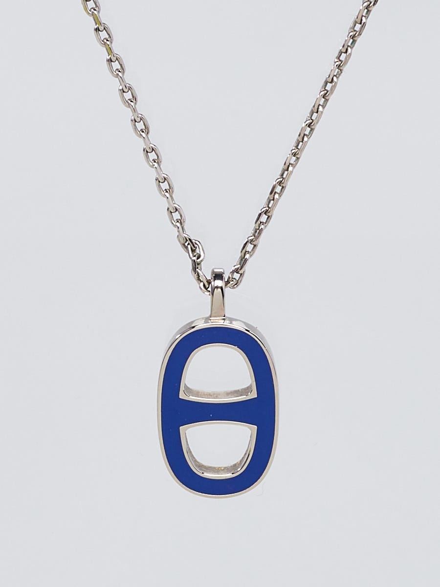 Hermes Sterling Silver and Blue Enamel Iliade Pendant Hermes Sterling Silver and Blue Enamel Iliade Pendant