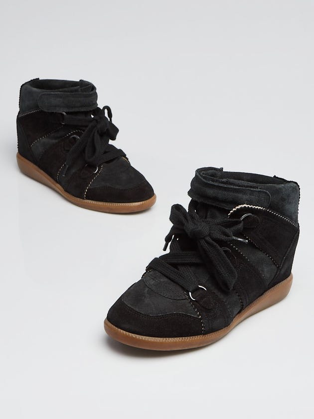 Isabel Marant Black Suede Bluebel Sneaker Wedges Size6.5/37