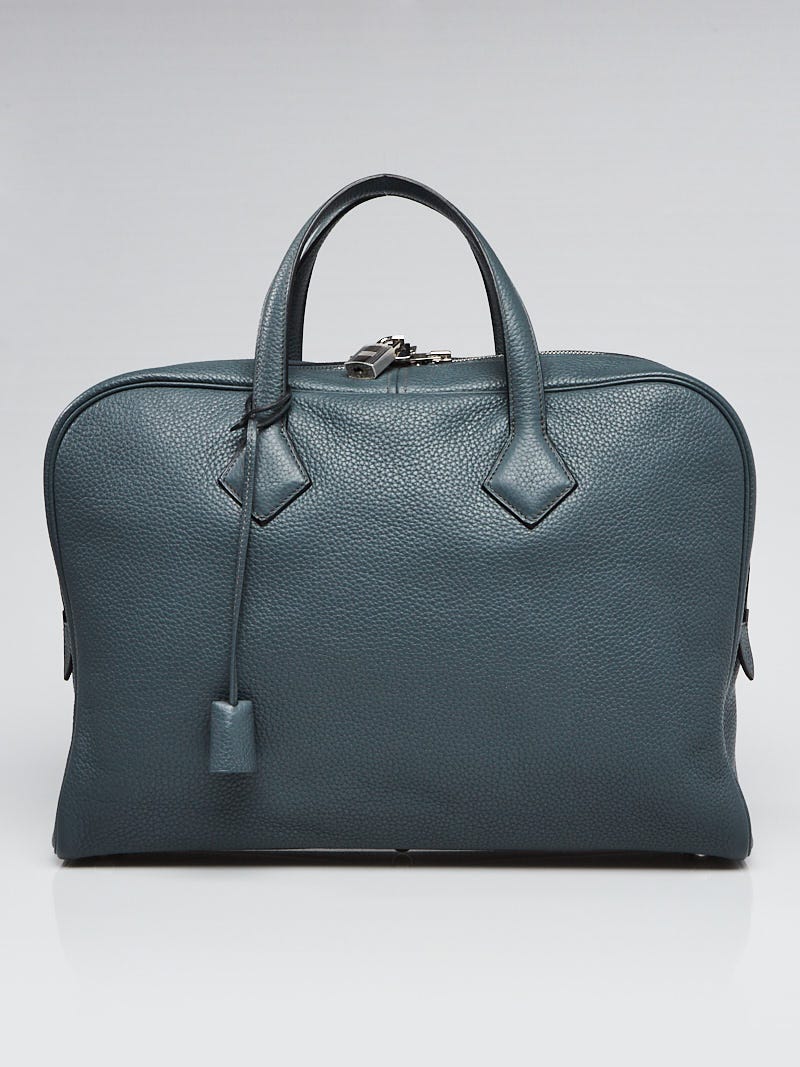 HERMES Victoria ミニナイフ　レア　新品未使用 Hermes 40cm Blue Orage Clemence Leather Palladium Plated Victoria