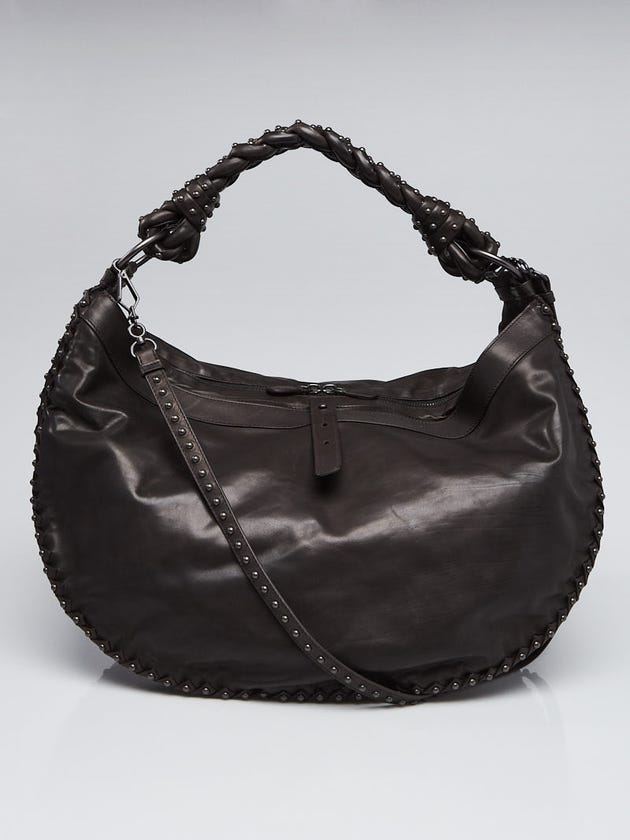 Bottega Veneta Brown Leather Large Studded Hobo Bag