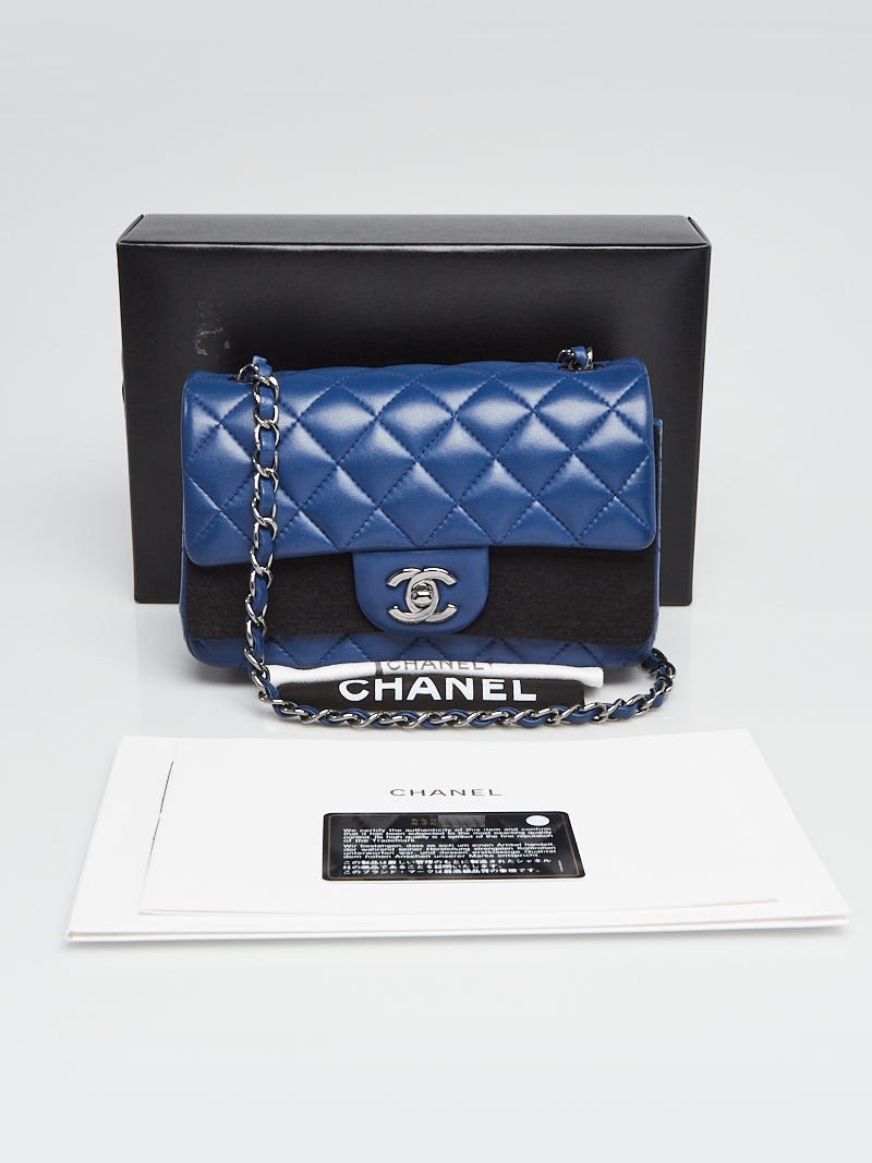 Chanel Dark Blue Quilted Lambskin Leather Classic New Mini Flap Bag -  Yoogi's Closet