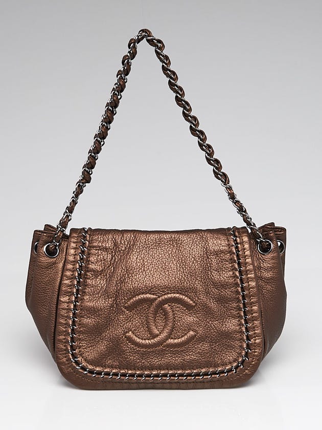 Chanel Bronze Leather Luxe Ligne Accordion Flap Bag