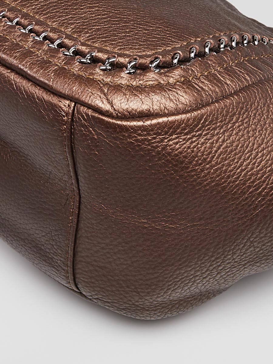 Chanel Metallic Bronze Leather Luxe Ligne Accordion Flap Bag