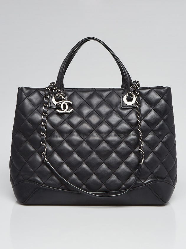 Chanel Black Quilted Leather Easy Shopping Tote Bag