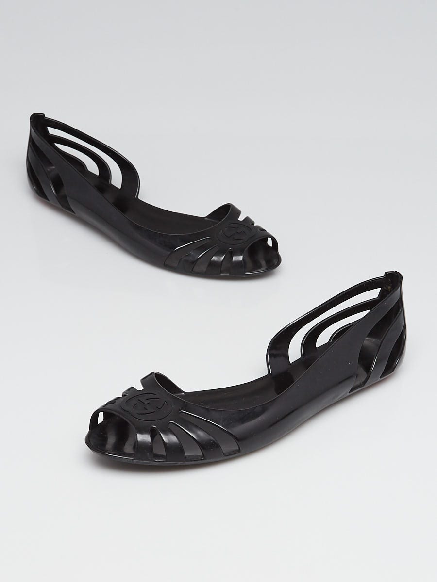 Louis Vuitton Black Monogram Rubber Thong Sandals Size 8.5 - Yoogi's Closet