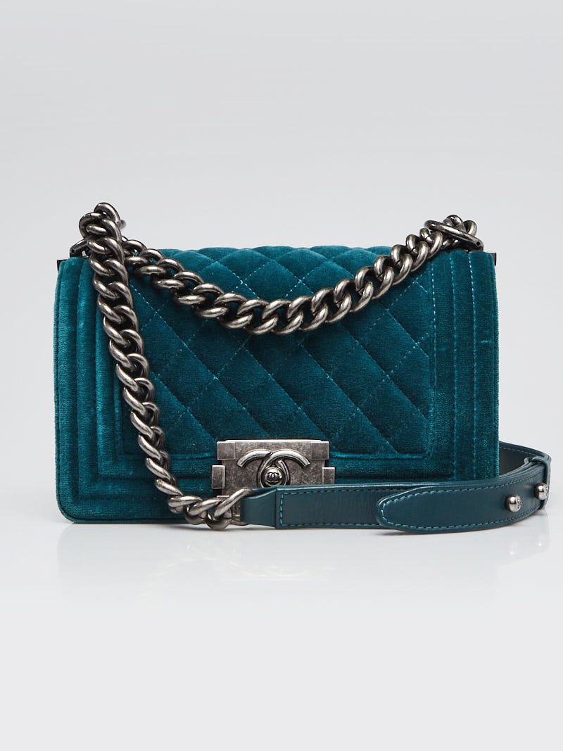 Chanel Green Quilted Velvet Small Boy Bag - Yoogi's Closet