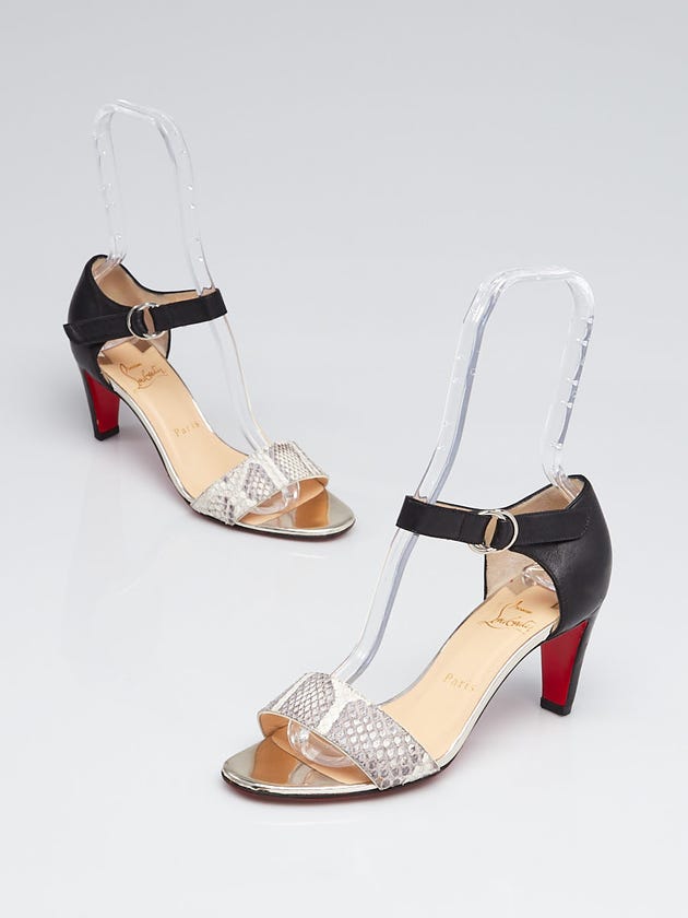 Christian Louboutin Black Leather and Python Sandals Size 7/37.5