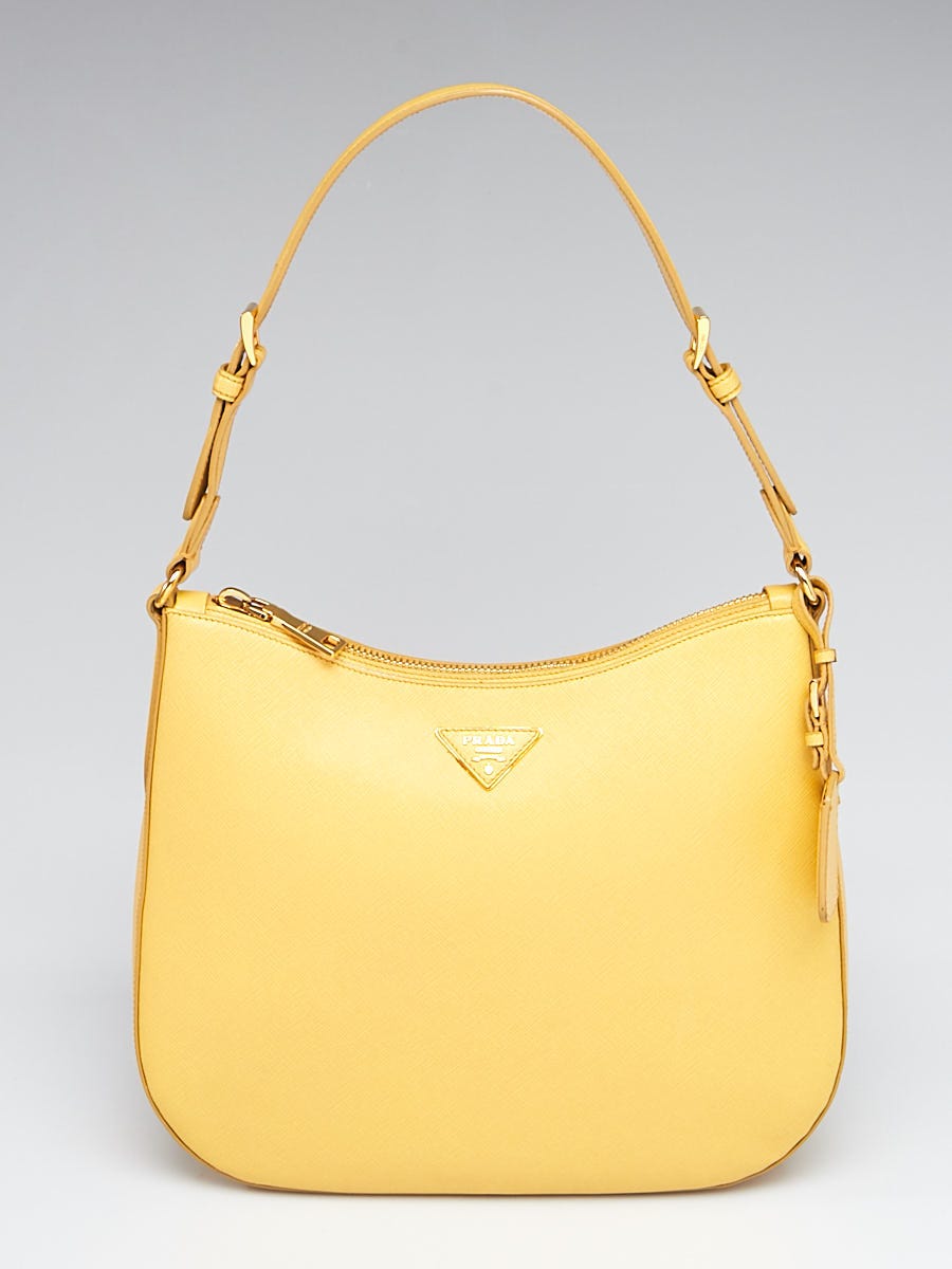 Prada Women Nylon and Saffiano Leather Mini Bag-Yellow
