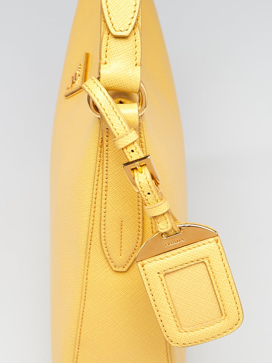 Prada Yellow Saffiano Lux Leather Shoulder Bag BR4903 | Yoogi's Closet