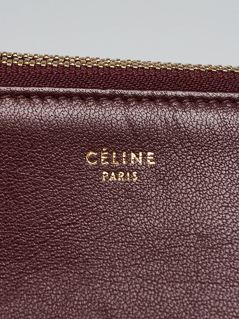 Celine Burgundy Leather Large Trio Crossbody Bag at 1stDibs