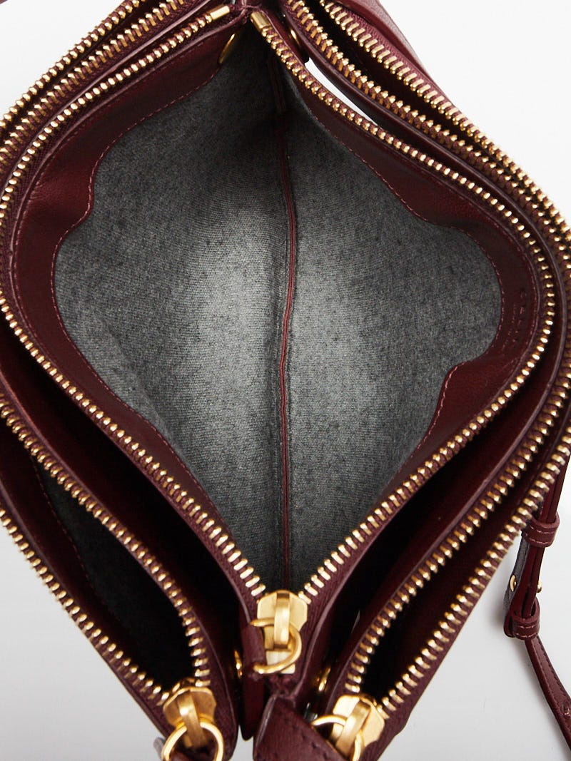Celine Burgundy Lambskin Leather Large Trio Crossbody Bag - Yoogi's Closet