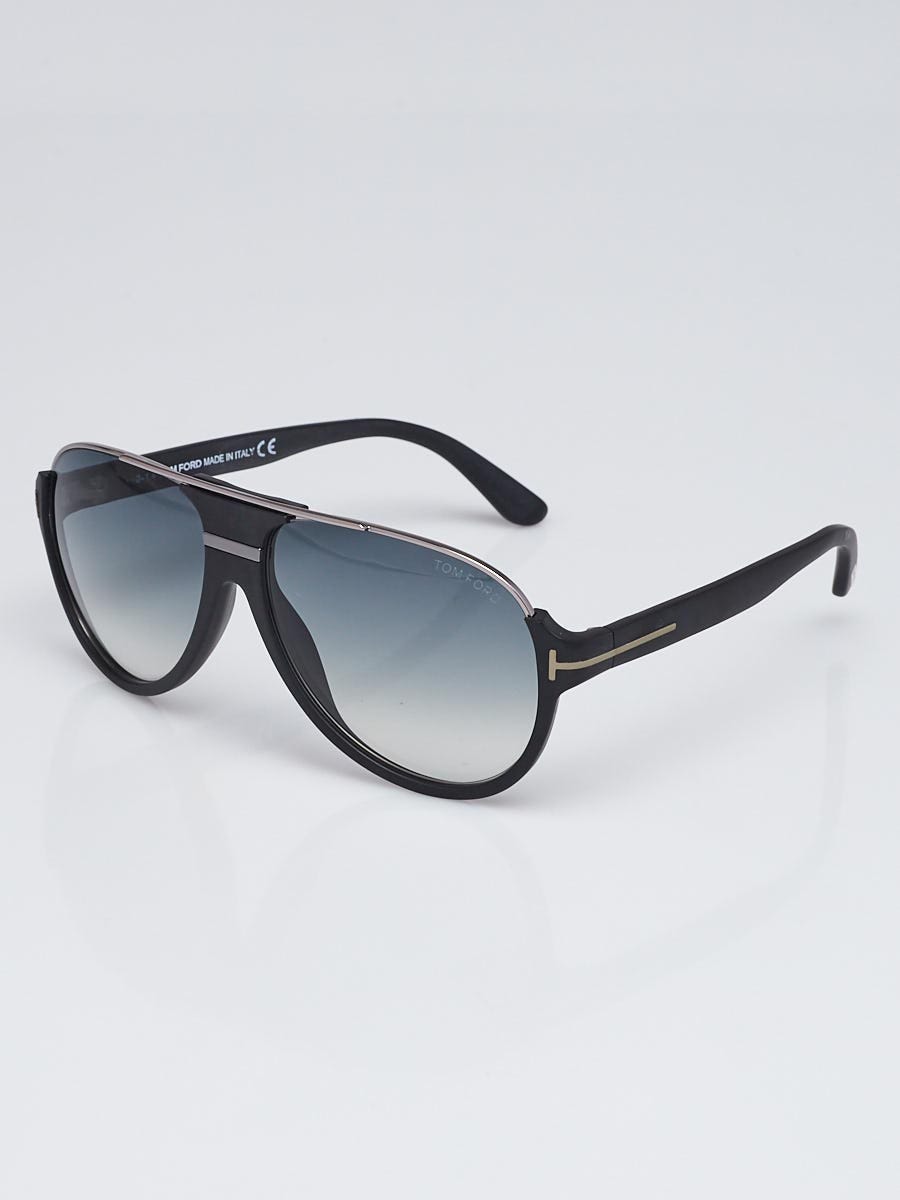 Tom Ford Black Acetate and Silvertone Metal Frame Aviator Vintage Dimitry  Sunglasses-TF334 - Yoogi's Closet