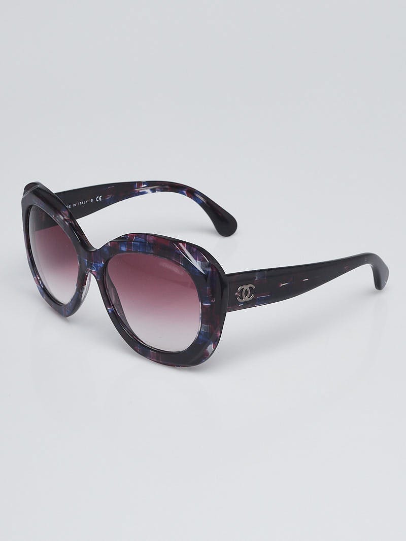 シャネルサングラス5323 Chanel Purple and Pink Plaid Acetate Square Frame Sunglasses-5323