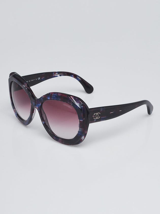 Chanel Purple and Pink Plaid Acetate Square Frame Sunglasses-5323